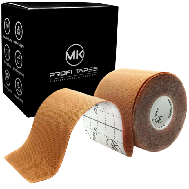 Taśma Kinezjologiczna Tape 5cm x 5m beżowe - zestaw 5 sztuk