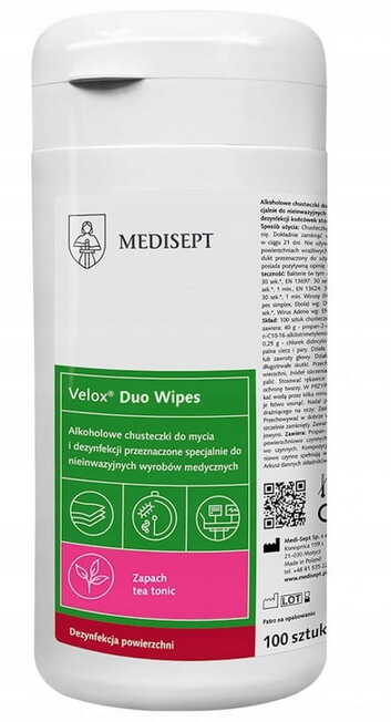 Velox Duo Wipes - Chusteczki do dezynfekcji 100 szt.